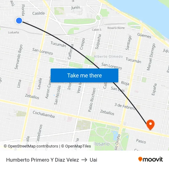 Humberto Primero Y Diaz Velez to Uai map