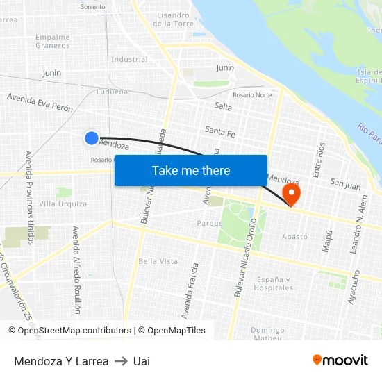 Mendoza Y Larrea to Uai map