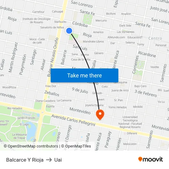 Balcarce Y Rioja to Uai map