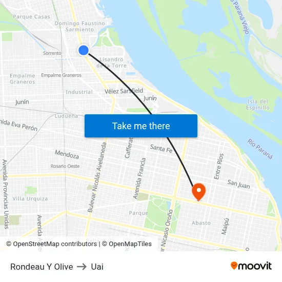 Rondeau Y Olive to Uai map