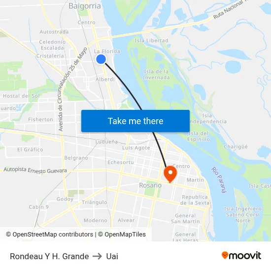 Rondeau Y H. Grande to Uai map