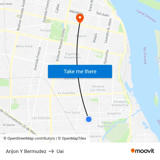 Arijon Y Bermudez to Uai map