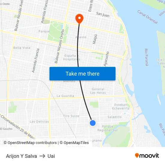 Arijon Y Salva to Uai map