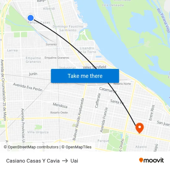 Casiano Casas Y Cavia to Uai map