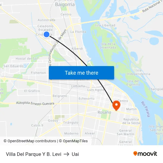 Villa Del Parque Y B. Levi to Uai map