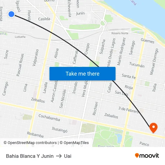 Bahia Blanca Y Junin to Uai map