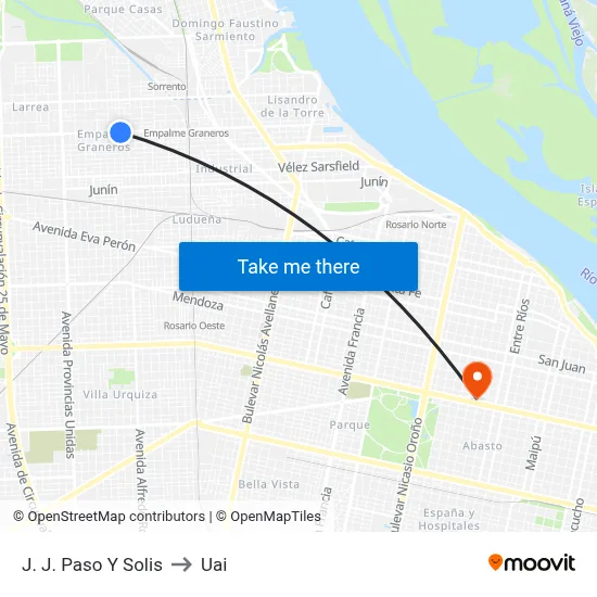 J. J. Paso Y Solis to Uai map