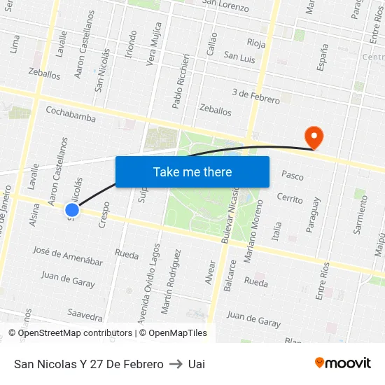 San Nicolas Y 27 De Febrero to Uai map
