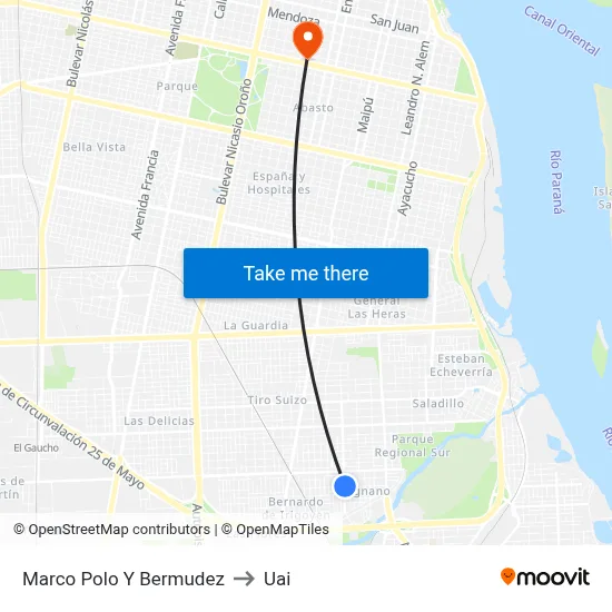 Marco Polo Y Bermudez to Uai map