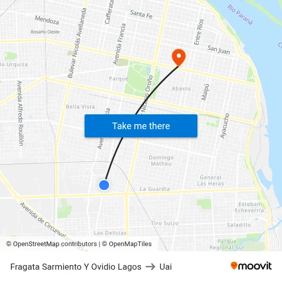 Fragata Sarmiento Y Ovidio Lagos to Uai map