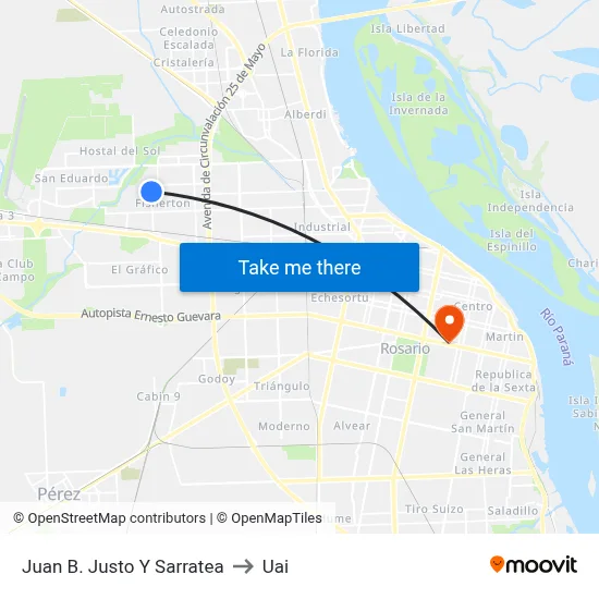 Juan B. Justo Y Sarratea to Uai map