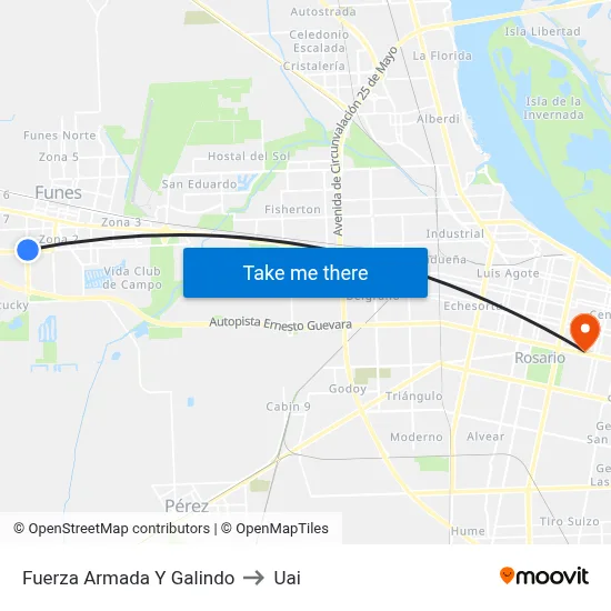 Fuerza Armada Y Galindo to Uai map