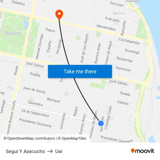 Segui Y Ayacucho to Uai map