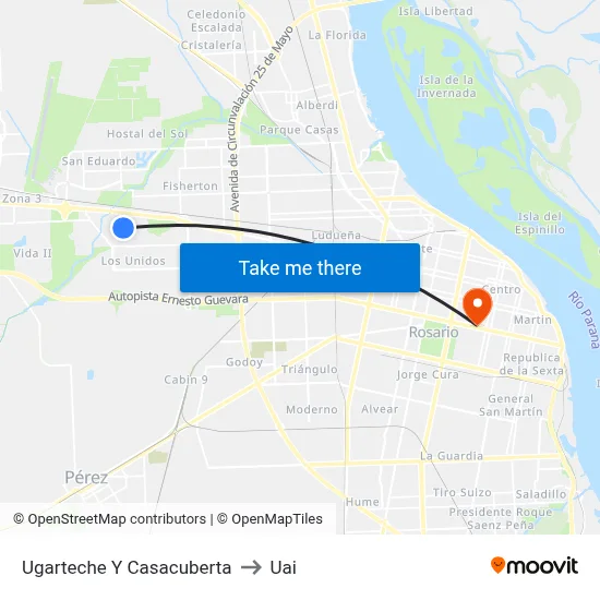 Ugarteche Y Casacuberta to Uai map