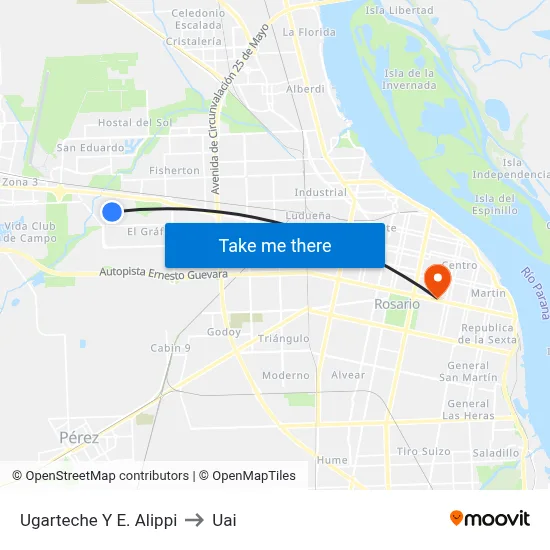Ugarteche Y E. Alippi to Uai map
