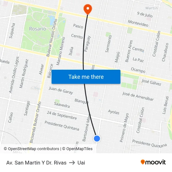 Av. San Martin Y Dr. Rivas to Uai map