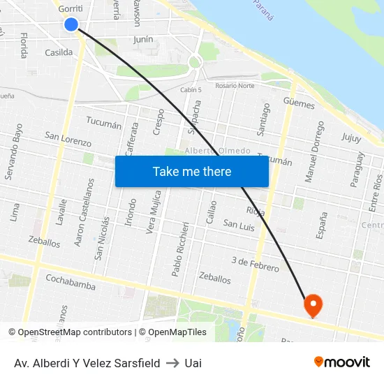Av. Alberdi Y Velez Sarsfield to Uai map