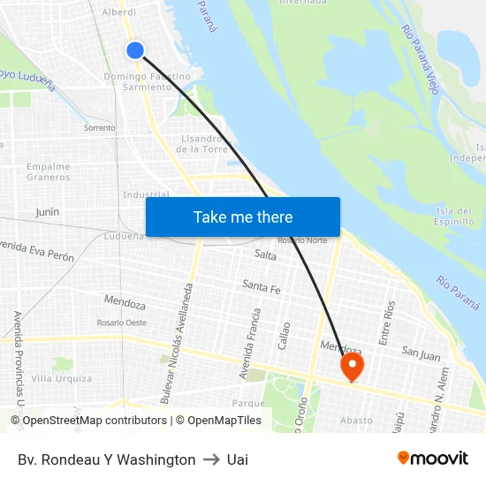 Bv. Rondeau Y Washington to Uai map