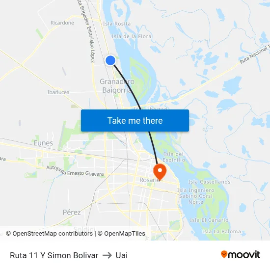 Ruta 11 Y Simon Bolivar to Uai map