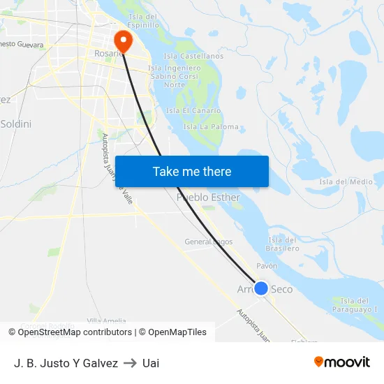 J. B. Justo Y Galvez to Uai map