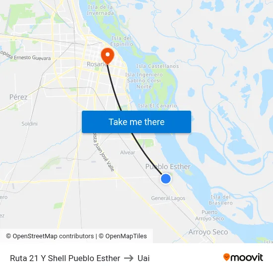 Ruta 21 Y Shell Pueblo Esther to Uai map