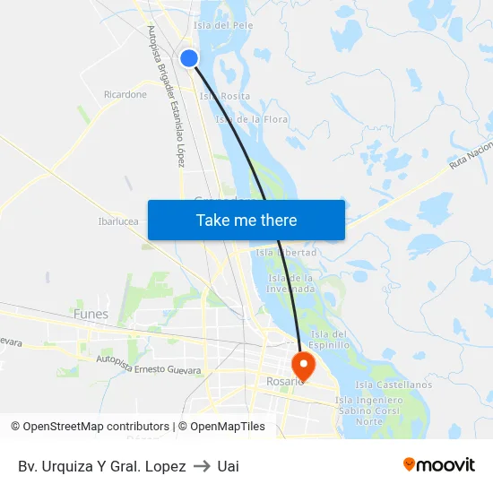 Bv. Urquiza Y Gral. Lopez to Uai map