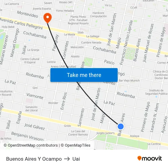 Buenos Aires Y Ocampo to Uai map