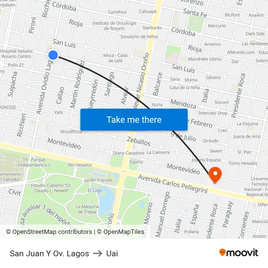 San Juan Y Ov. Lagos to Uai map
