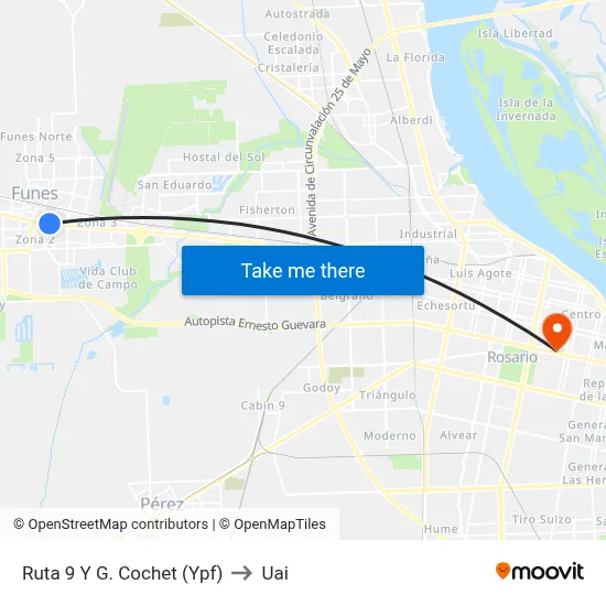 Ruta 9 Y G. Cochet (Ypf) to Uai map