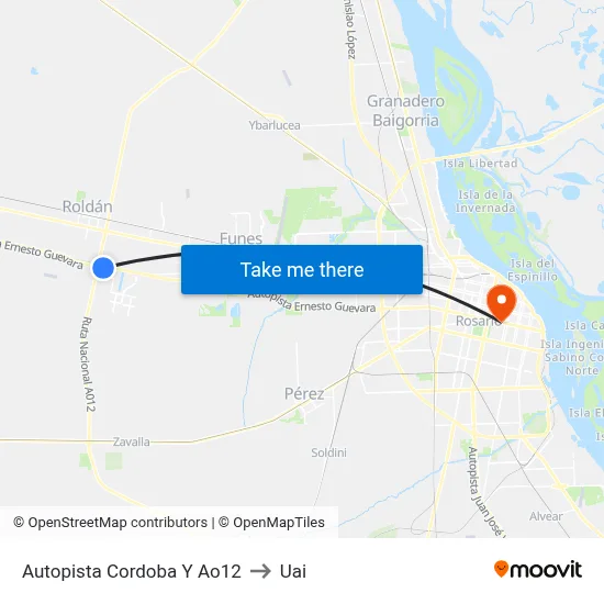 Autopista Cordoba Y Ao12 to Uai map