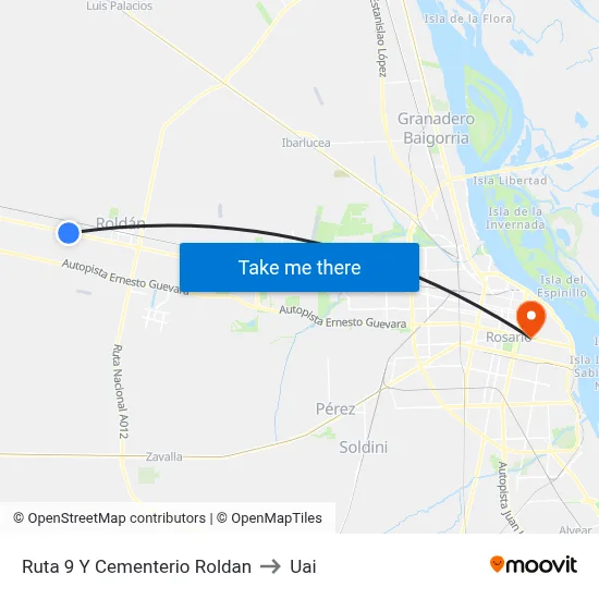 Ruta 9 Y Cementerio Roldan to Uai map