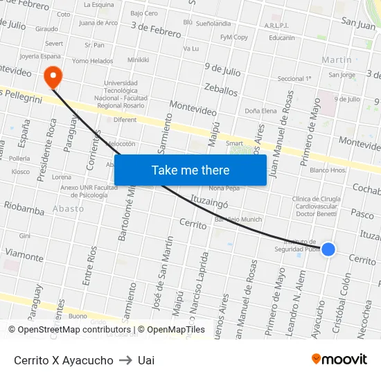 Cerrito X Ayacucho to Uai map