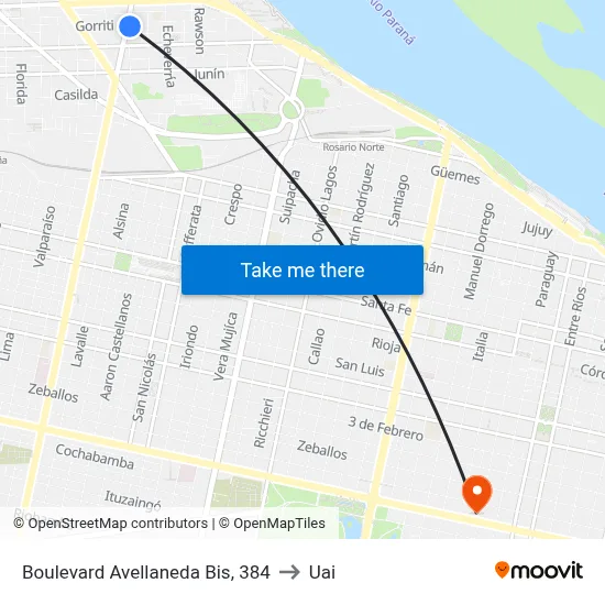 Boulevard Avellaneda Bis, 384 to Uai map