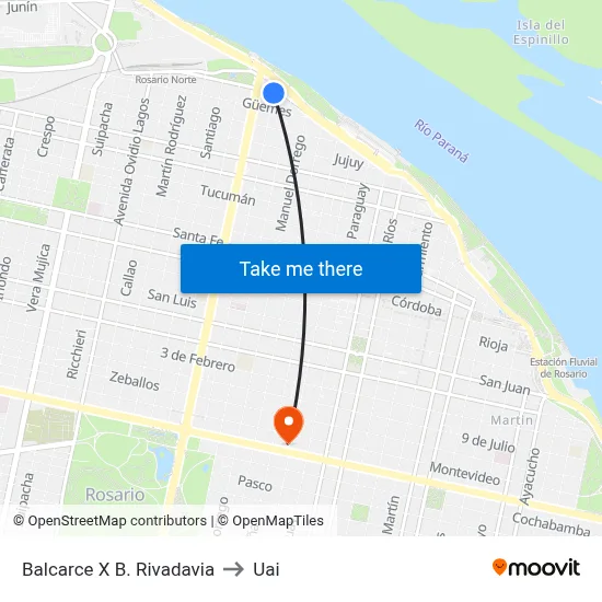 Balcarce X B. Rivadavia to Uai map