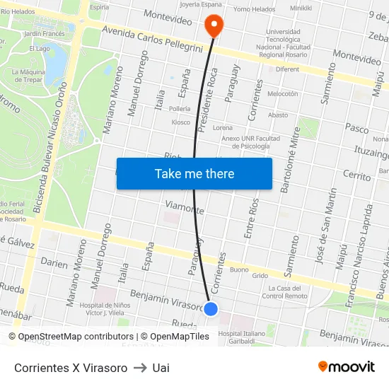 Corrientes X Virasoro to Uai map