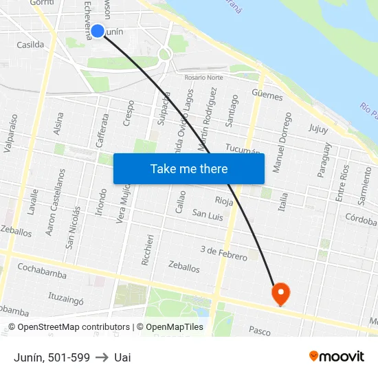 Junín, 501-599 to Uai map