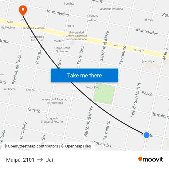 Maipú, 2101 to Uai map