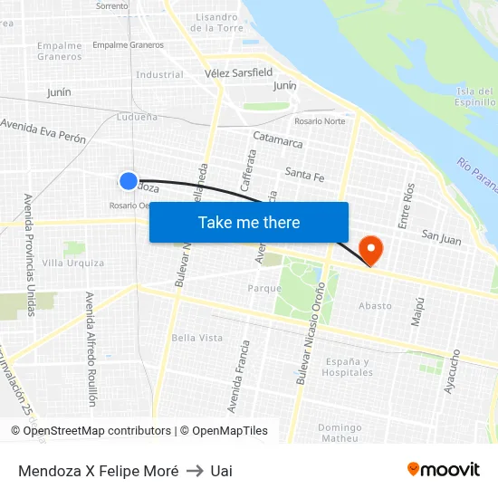 Mendoza X Felipe Moré to Uai map
