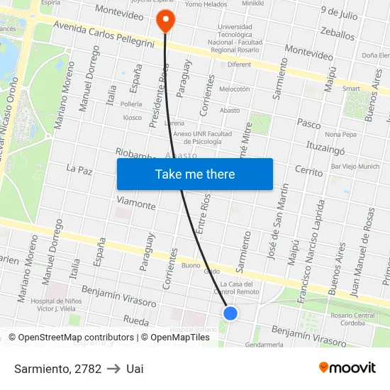 Sarmiento, 2782 to Uai map