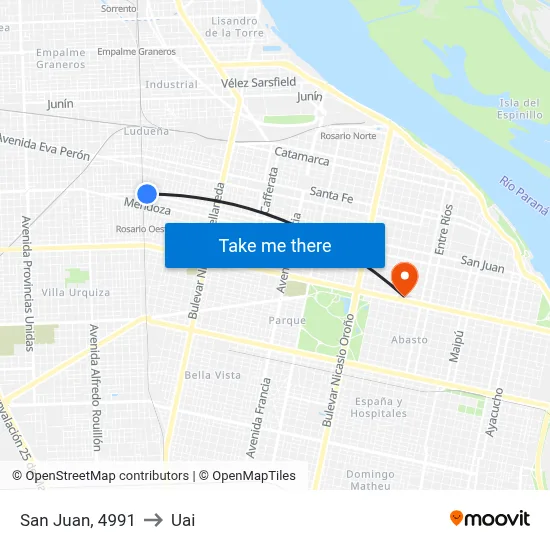 San Juan, 4991 to Uai map