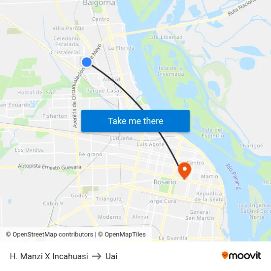 H. Manzi X Incahuasi to Uai map