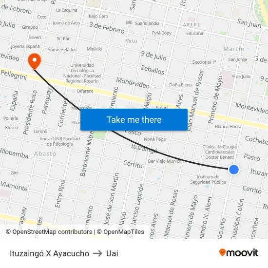 Ituzaingó X Ayacucho to Uai map