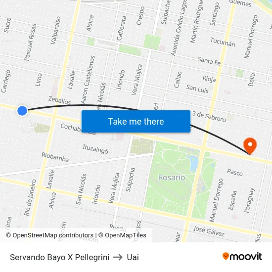 Servando Bayo X Pellegrini to Uai map