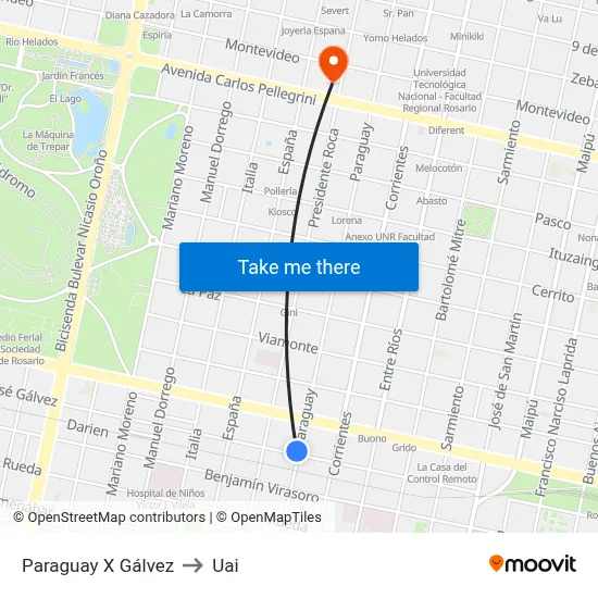 Paraguay X Gálvez to Uai map