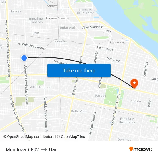 Mendoza, 6802 to Uai map