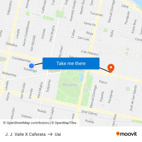 J. J. Valle X Caferata to Uai map