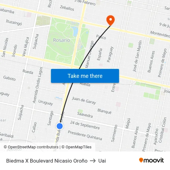 Biedma X Boulevard Nicasio Oroño to Uai map