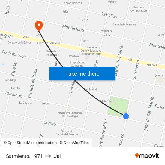 Sarmiento, 1971 to Uai map