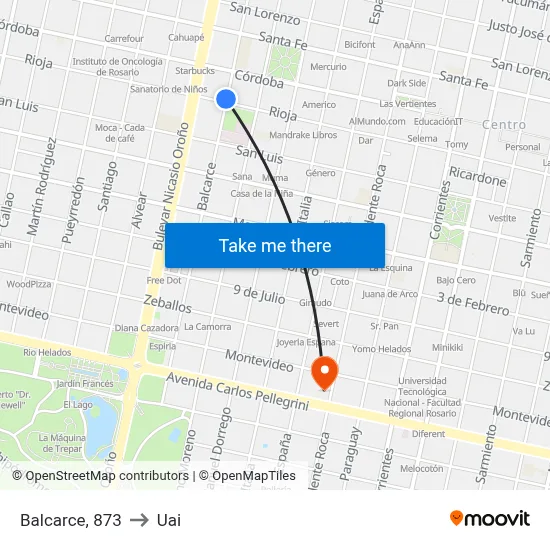 Balcarce, 873 to Uai map