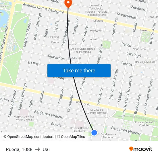 Rueda, 1088 to Uai map